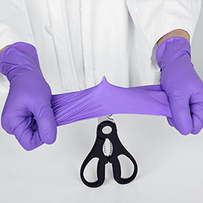 紫色は自由な5つのミルの医学のニトリルの手袋の大きく長いゴム製粉防水する